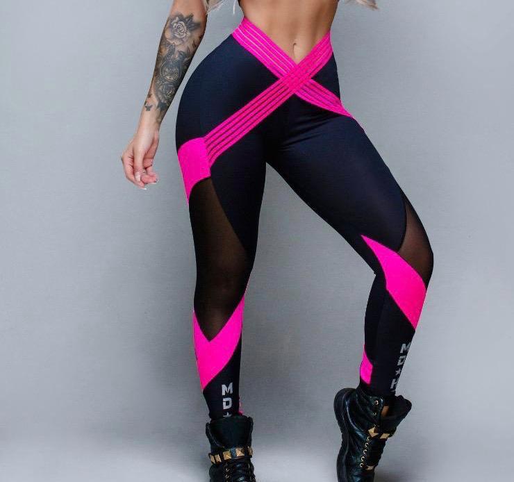 Legging MDH Cruzado Negro y Fushia