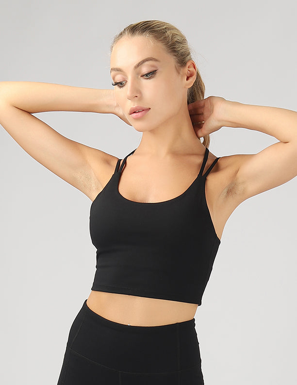 Split Shoulder Strap Crop Top