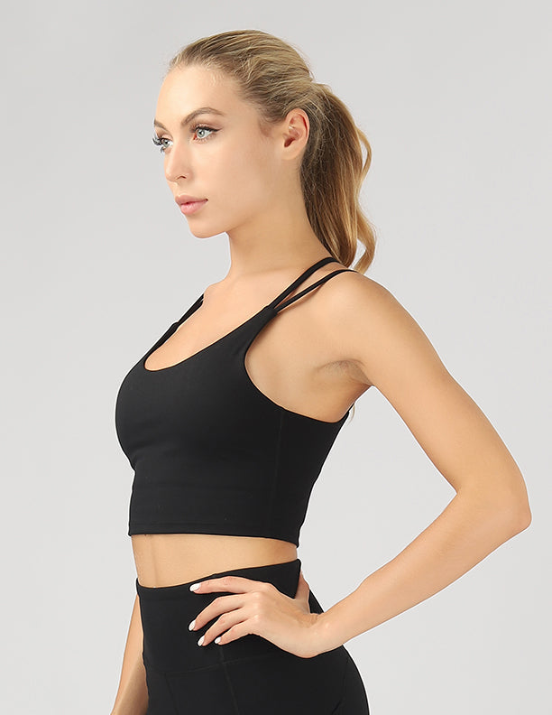 Split Shoulder Strap Crop Top