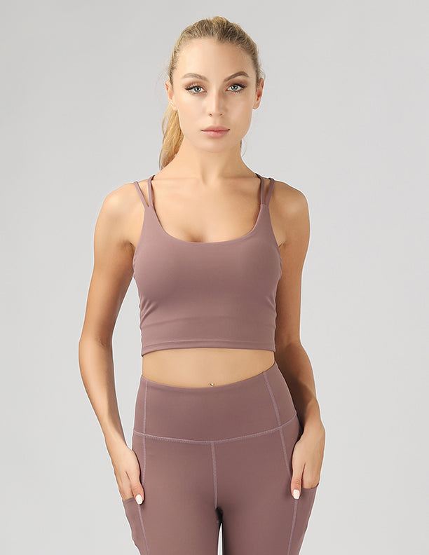 Split Shoulder Strap Crop Top