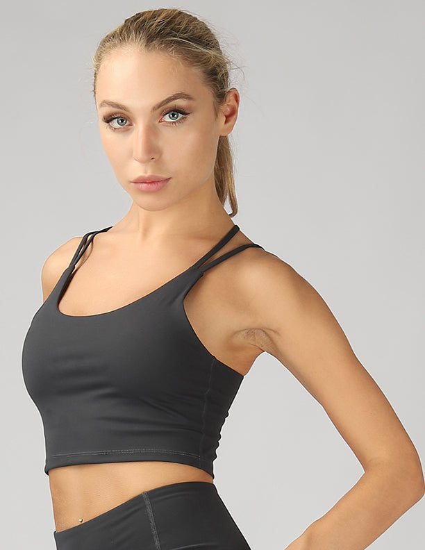 Split Shoulder Strap Crop Top